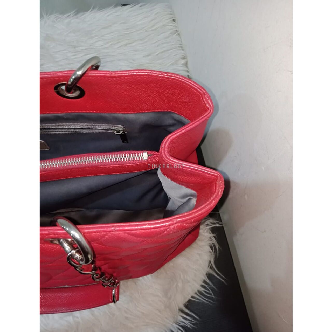 Chanel GST Red Caviar #15 SHW Tote Bag