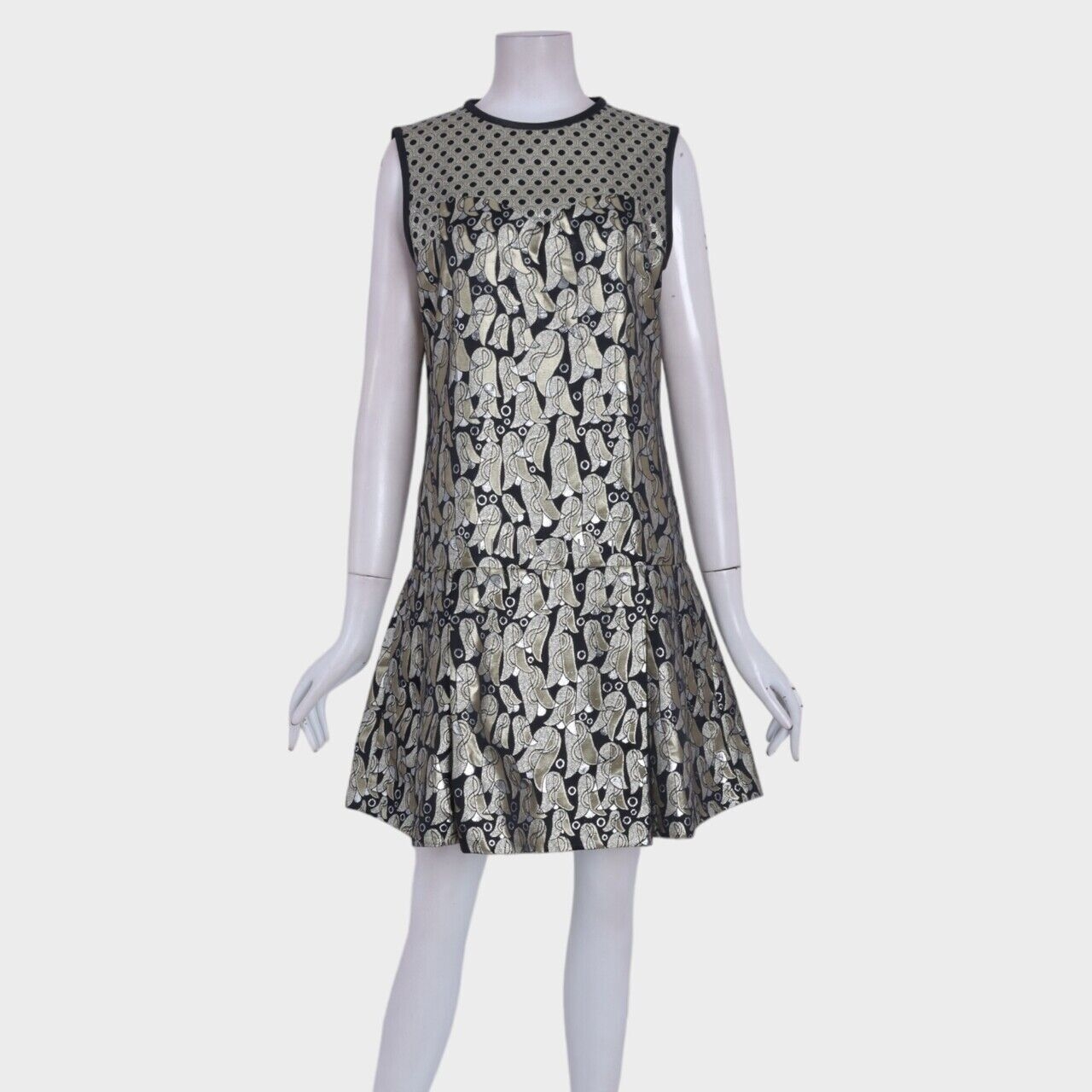Victoria Beckham Gold & Black Sleeveless Mini Dress