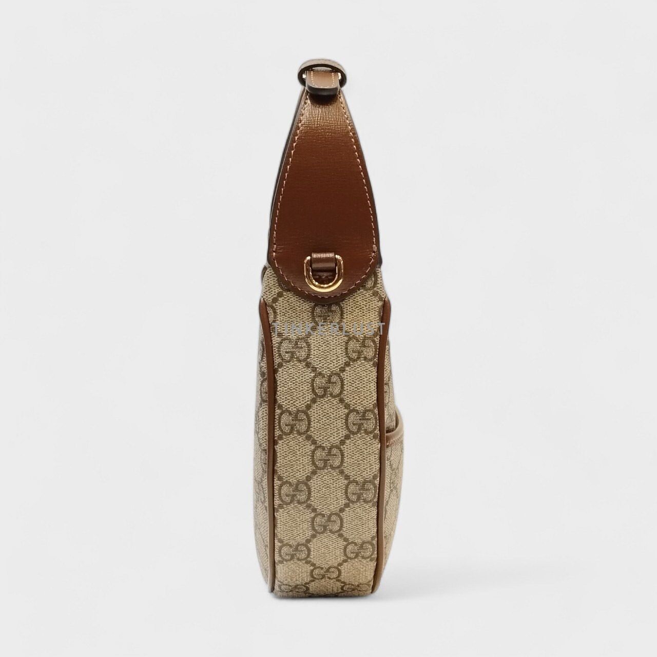 Gucci GG Supreme Half Moon Shaped Beige Ebony Mini Shoulder Bag