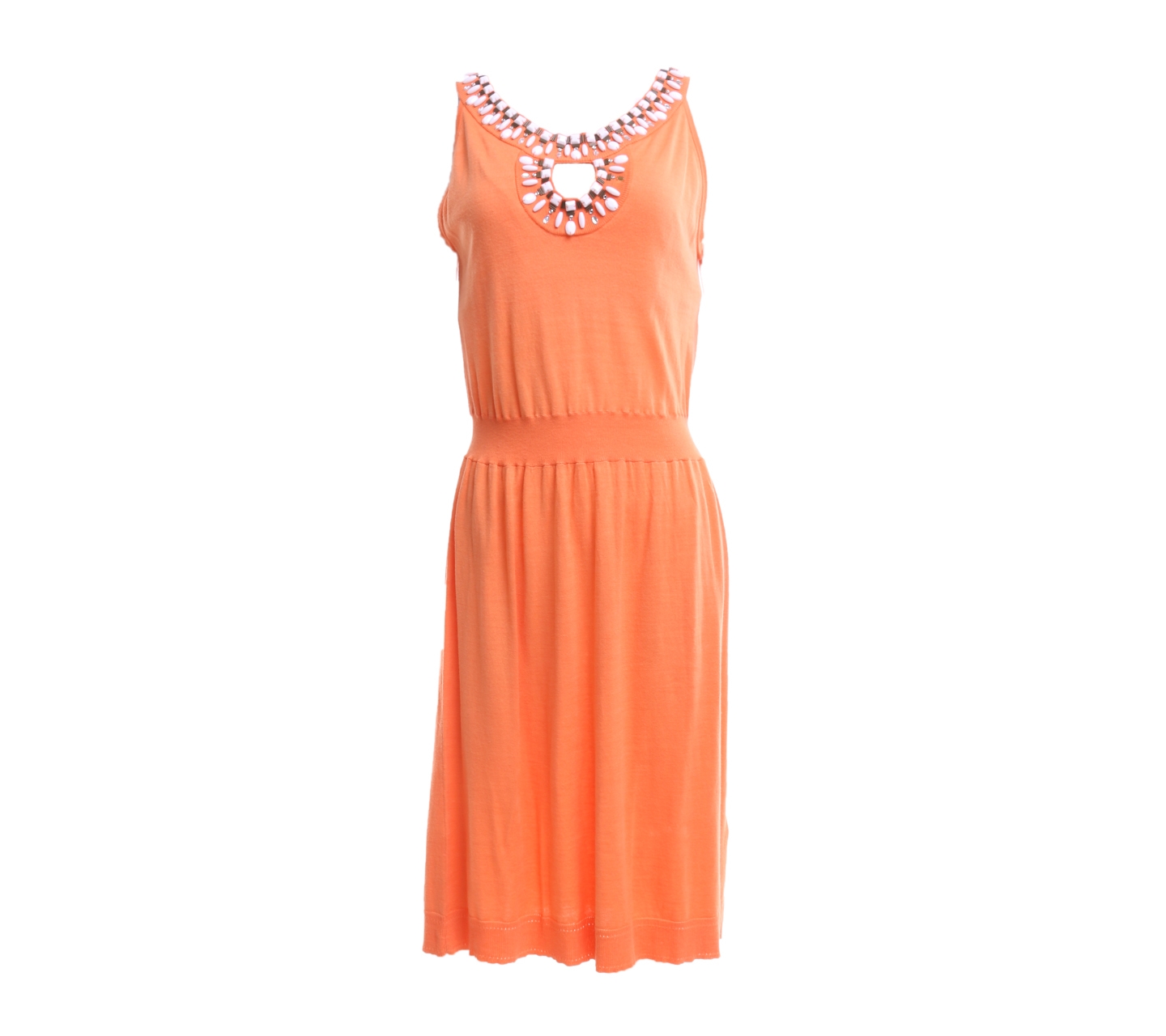 Milly Orange Beaded Knit Midi Dress