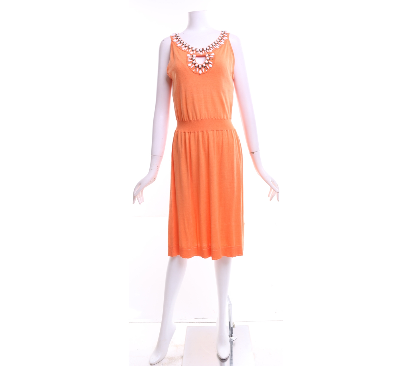 Milly Orange Beaded Knit Midi Dress