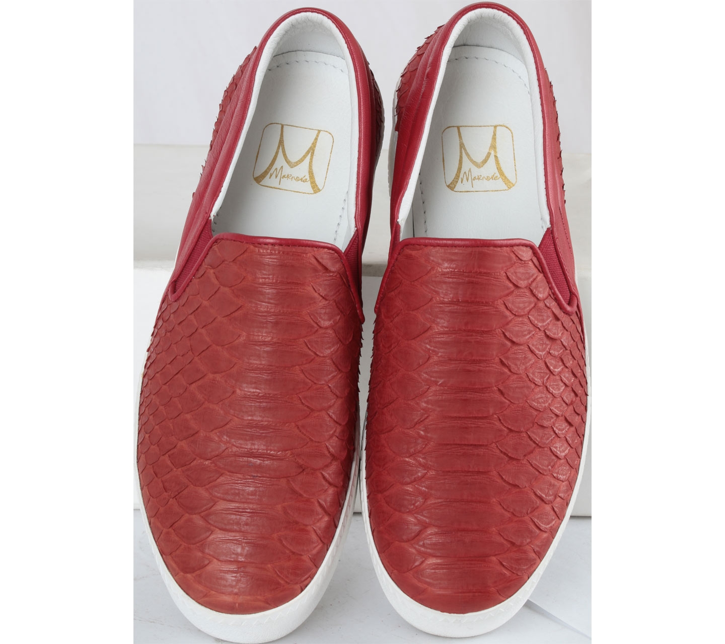 Marnova Red Snakeskin Sneakers
