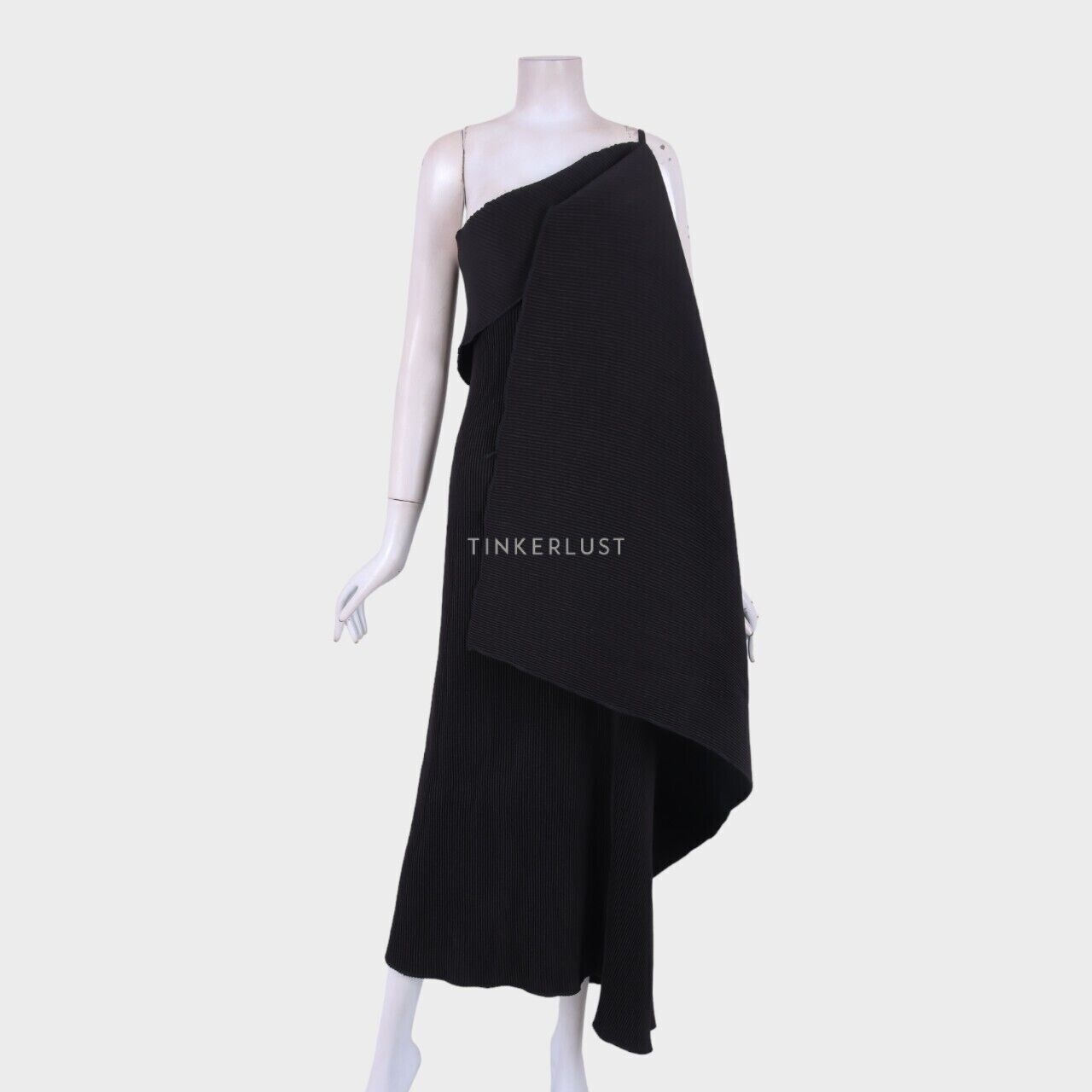 Pafon Black Pleats One Shoulder Long Dress