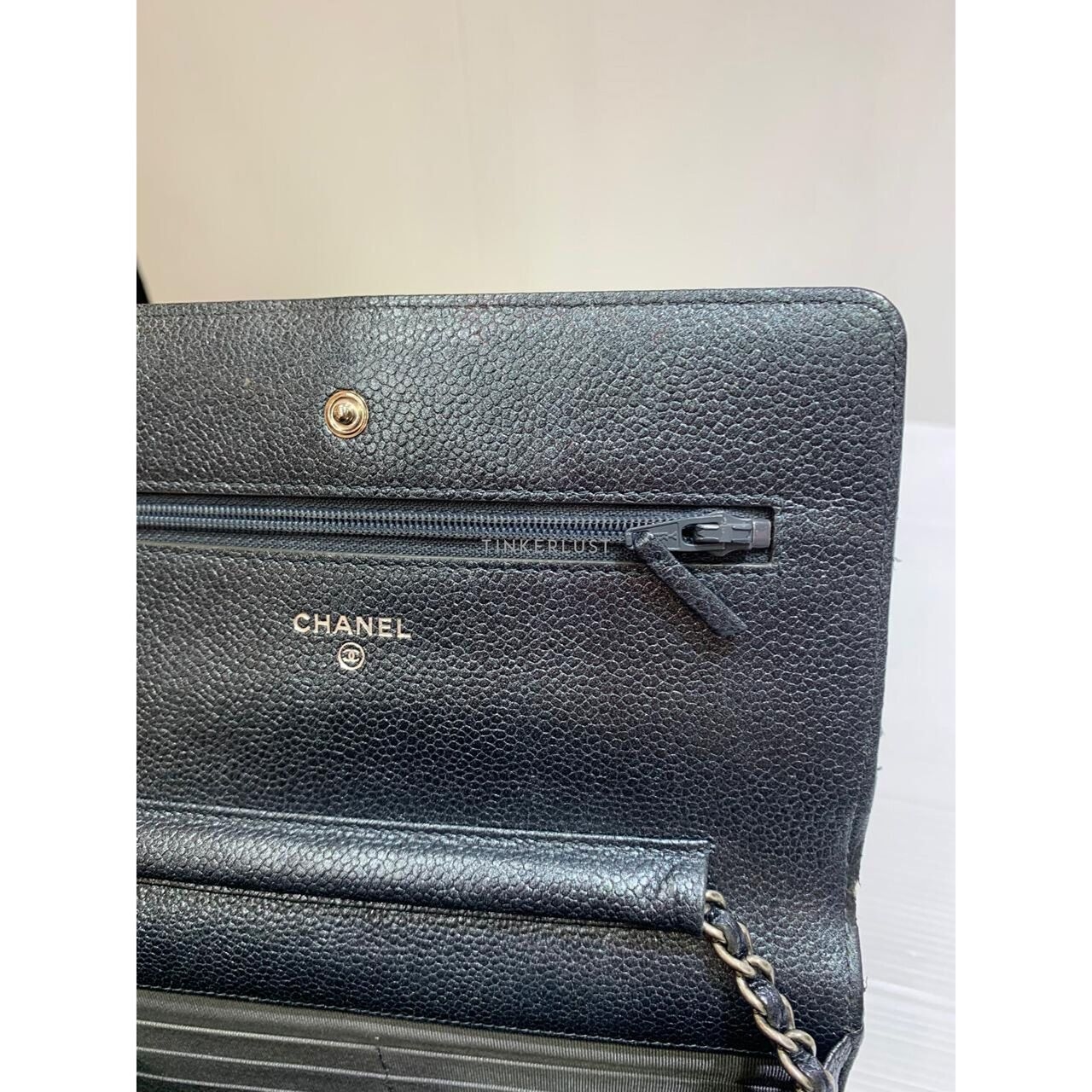 Chanel Classic WOC Grey Iridescent Caviar RHW #20 Sling Bag