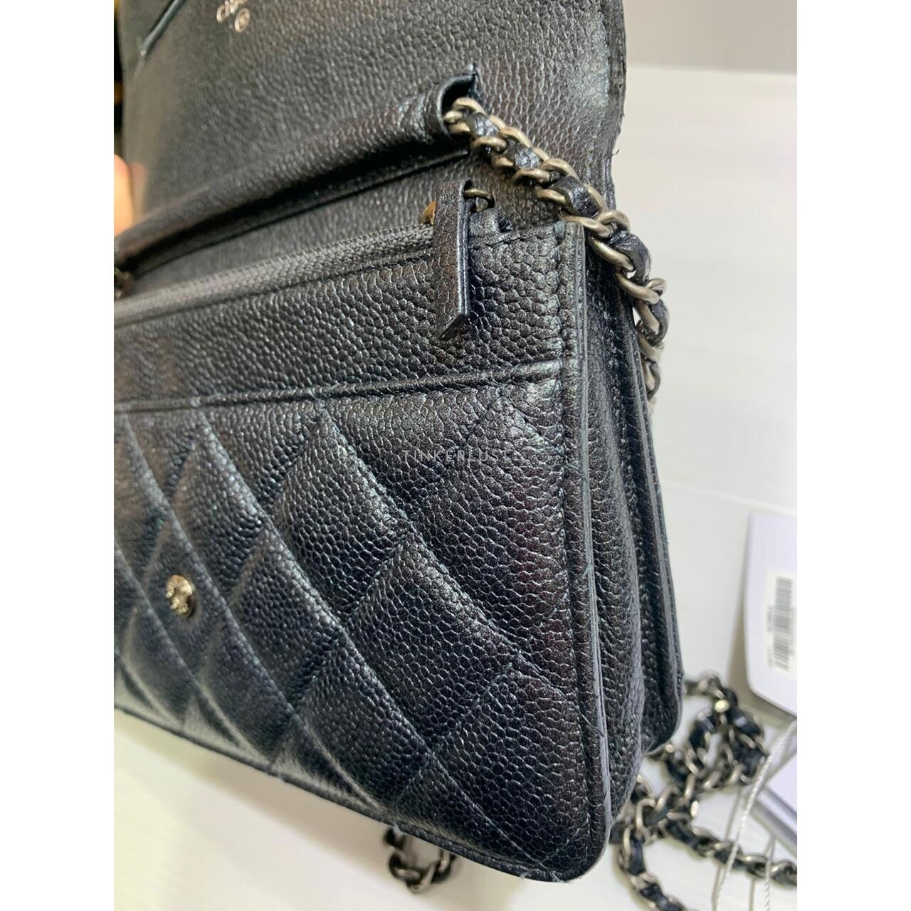 Chanel Classic WOC Grey Iridescent Caviar RHW #20 Sling Bag