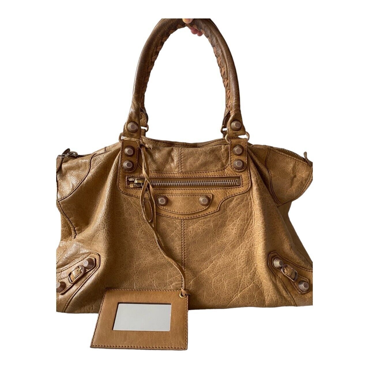 Balenciaga Light Brown Leather Giant Work Bag