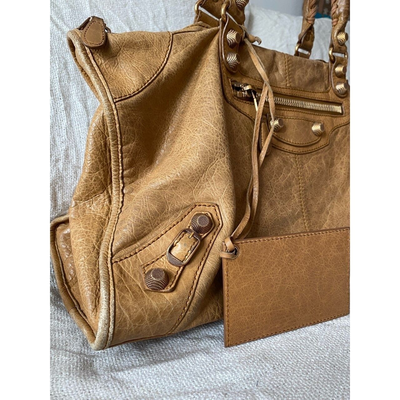 Balenciaga Light Brown Leather Giant Work Bag