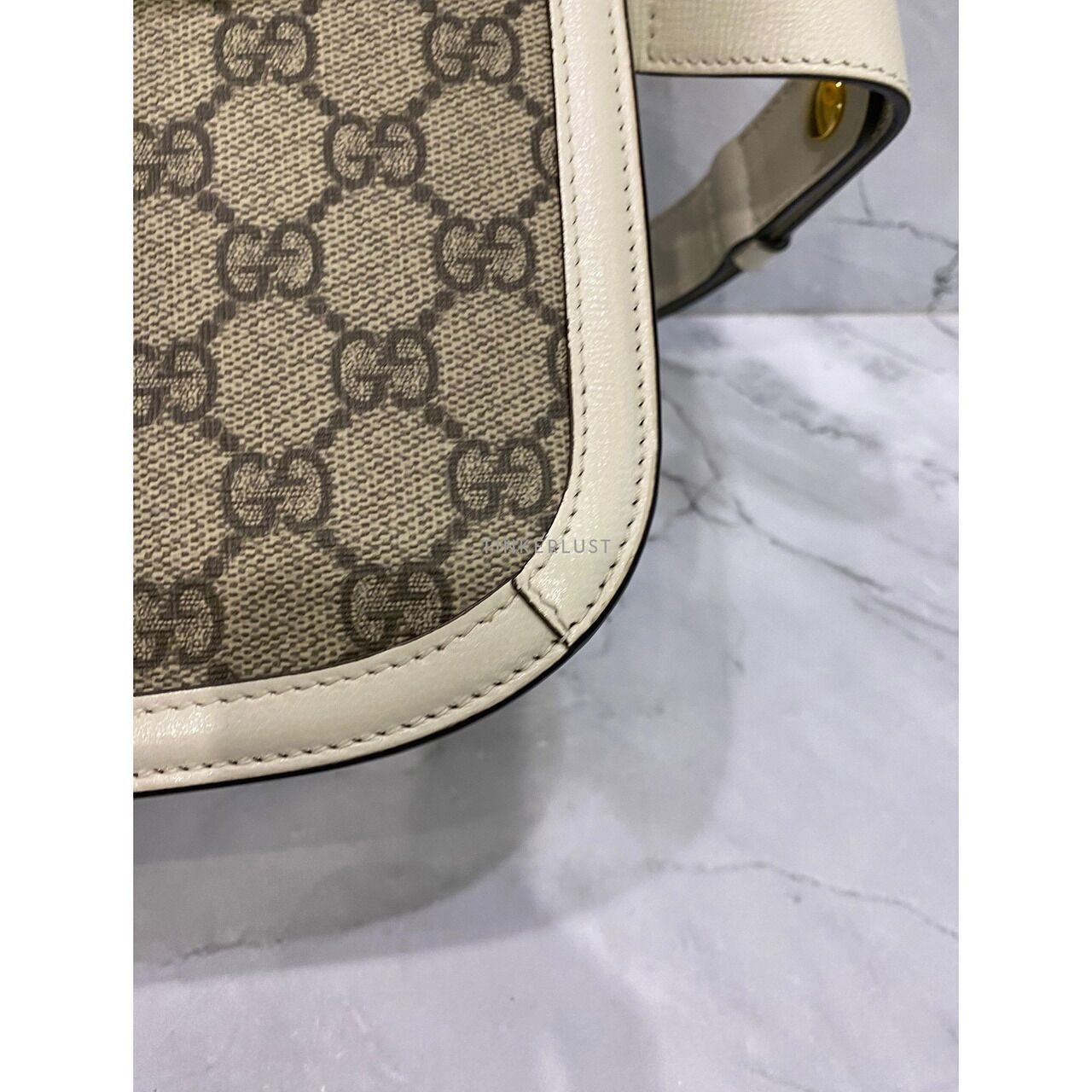 Gucci Medium Horsebit Small White GHW Shoulder Bag