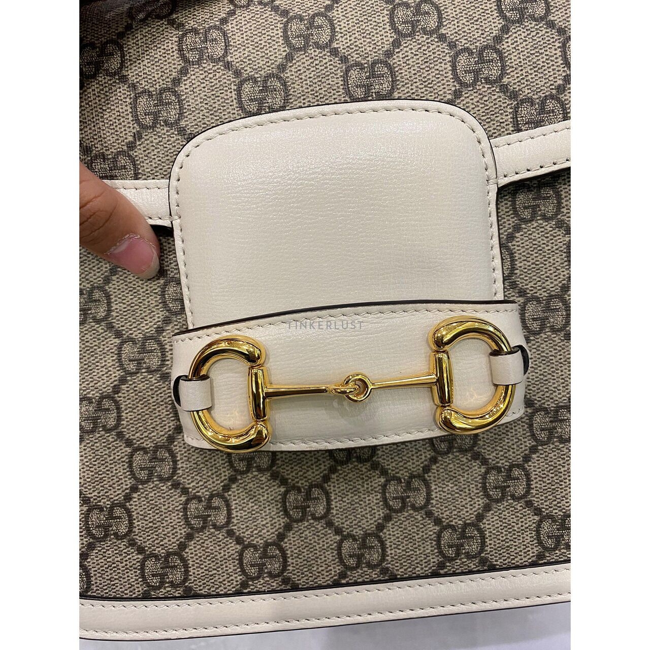 Gucci Medium Horsebit Small White GHW Shoulder Bag