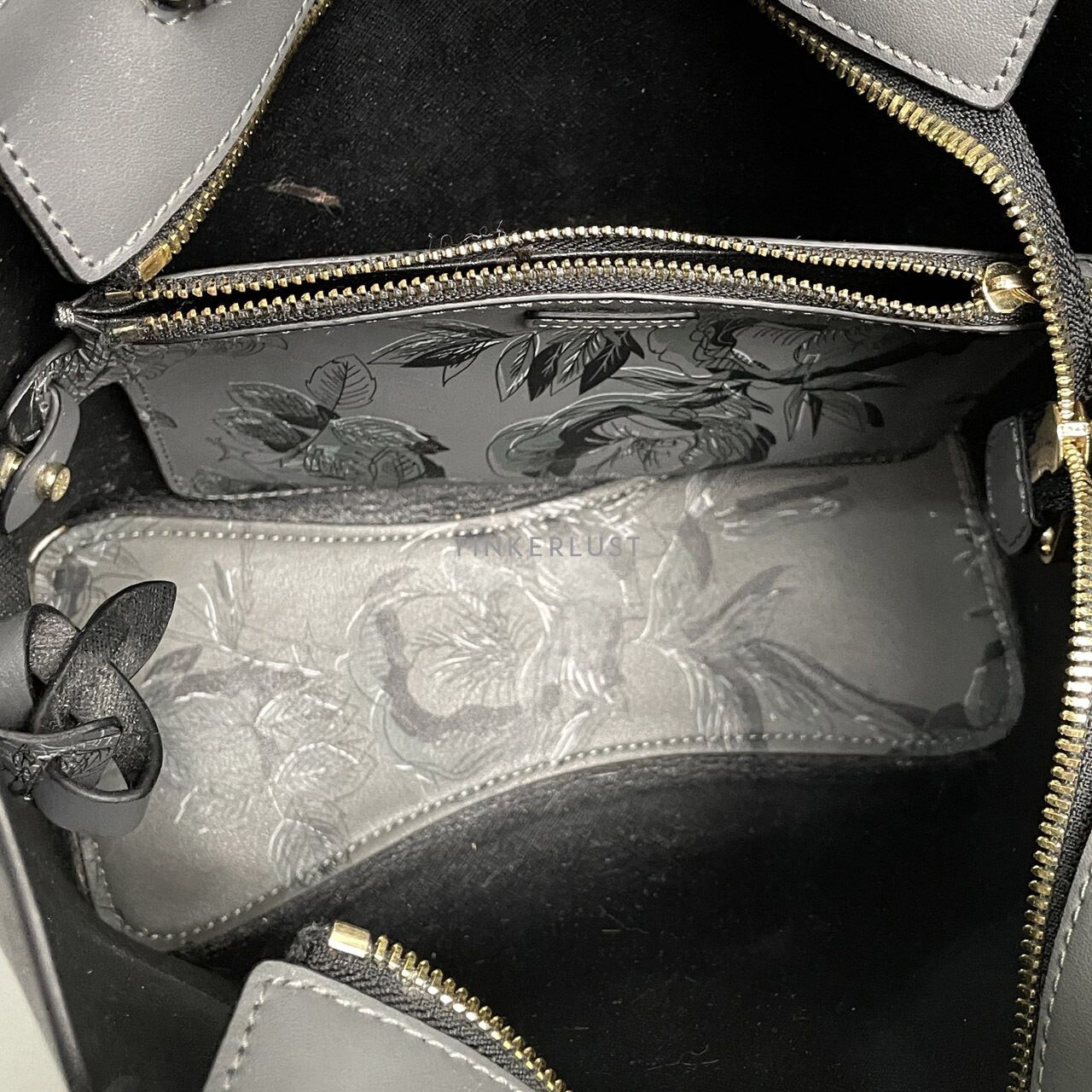 Bonia Grey Floral Satchel Bag