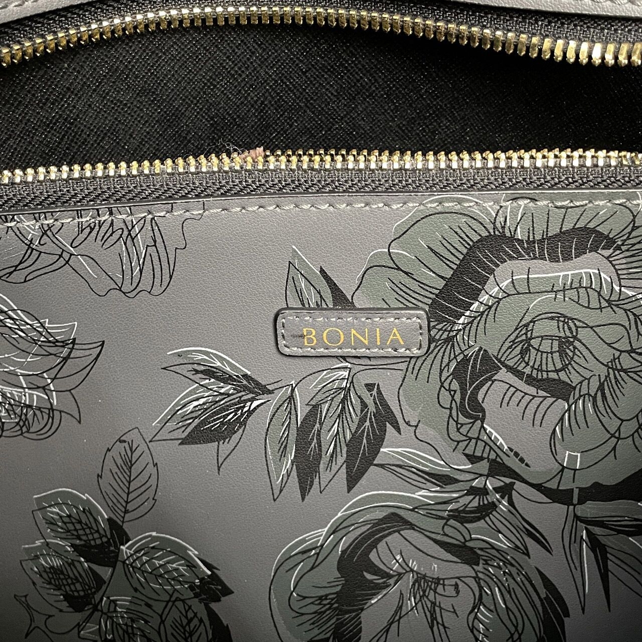 Bonia Grey Floral Satchel Bag