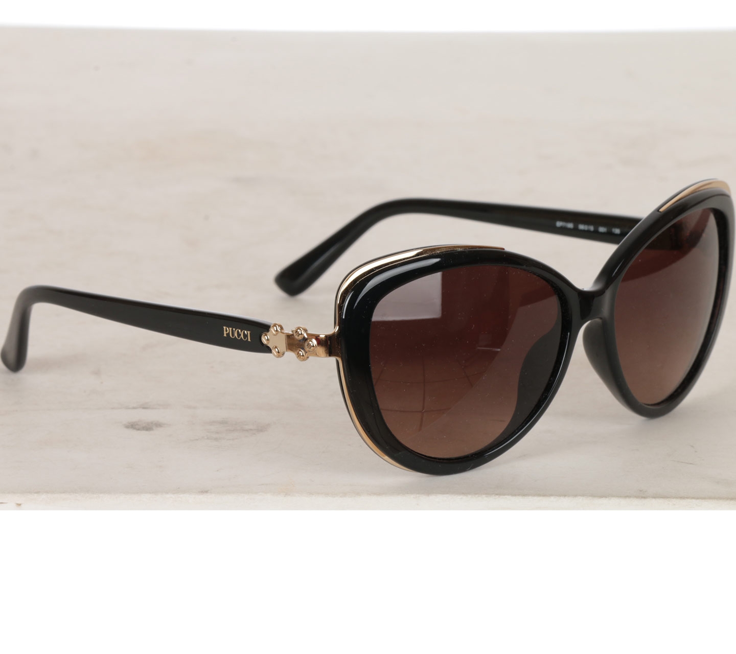 Emilio Pucci Black And Gold Sunglasses