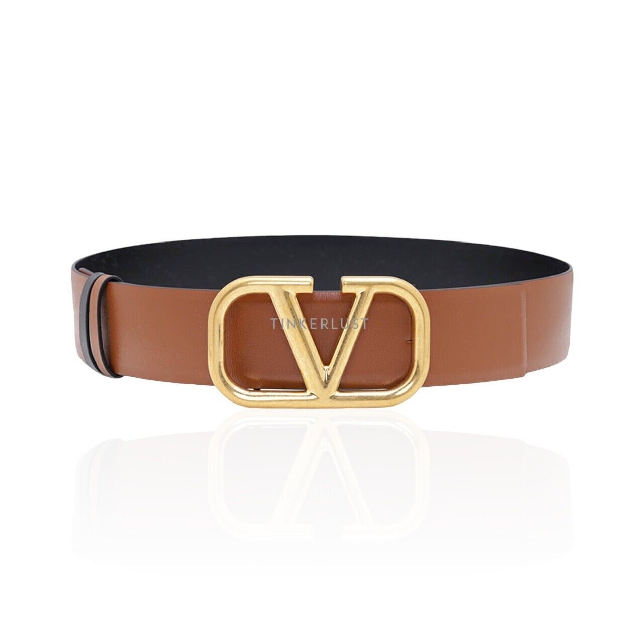 Valentino Garavani Reversible in Black/Brown Leather with VLogo Buckle Belt