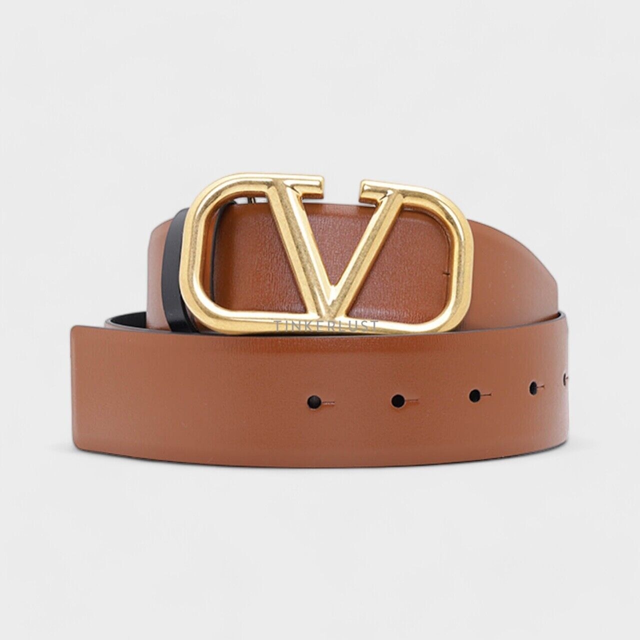 Valentino Garavani Reversible in Black/Brown Leather with VLogo Buckle Belt