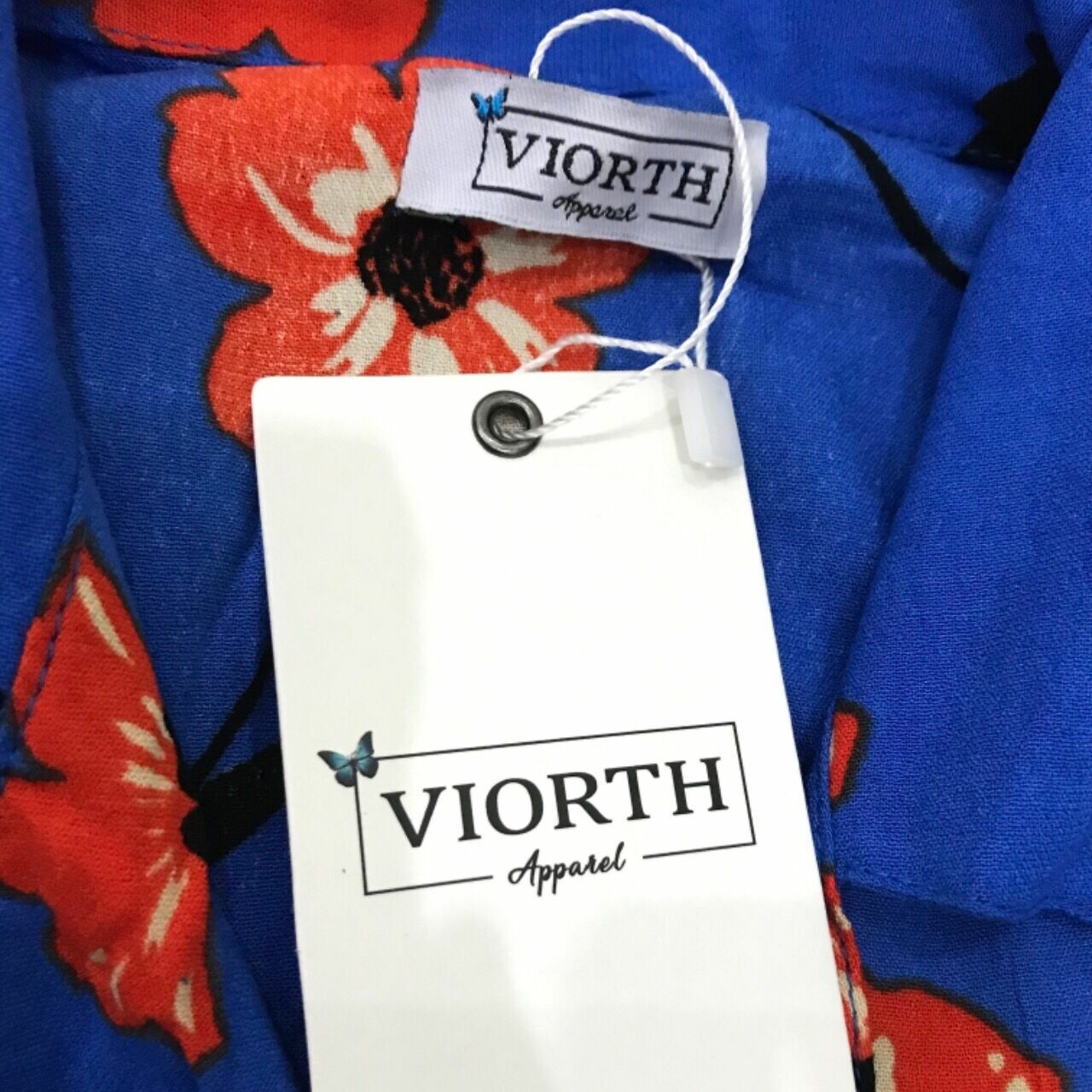 Viorth Apparel Blue Floral Midi Dress