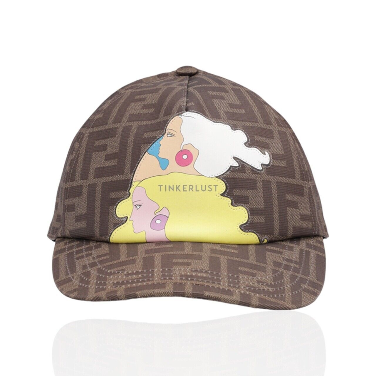 Fendi All Over FF Logo Baseball Cap in Brown/Tobacco with The Hairdo Girls Graphics