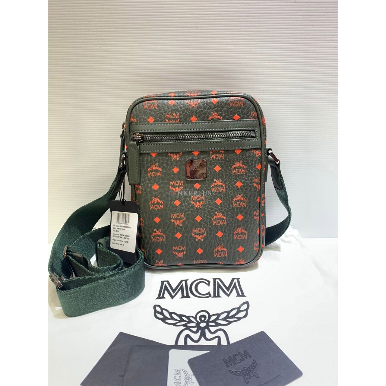 MCM Classic Mini Winter Moss Visetos Sling Bag 