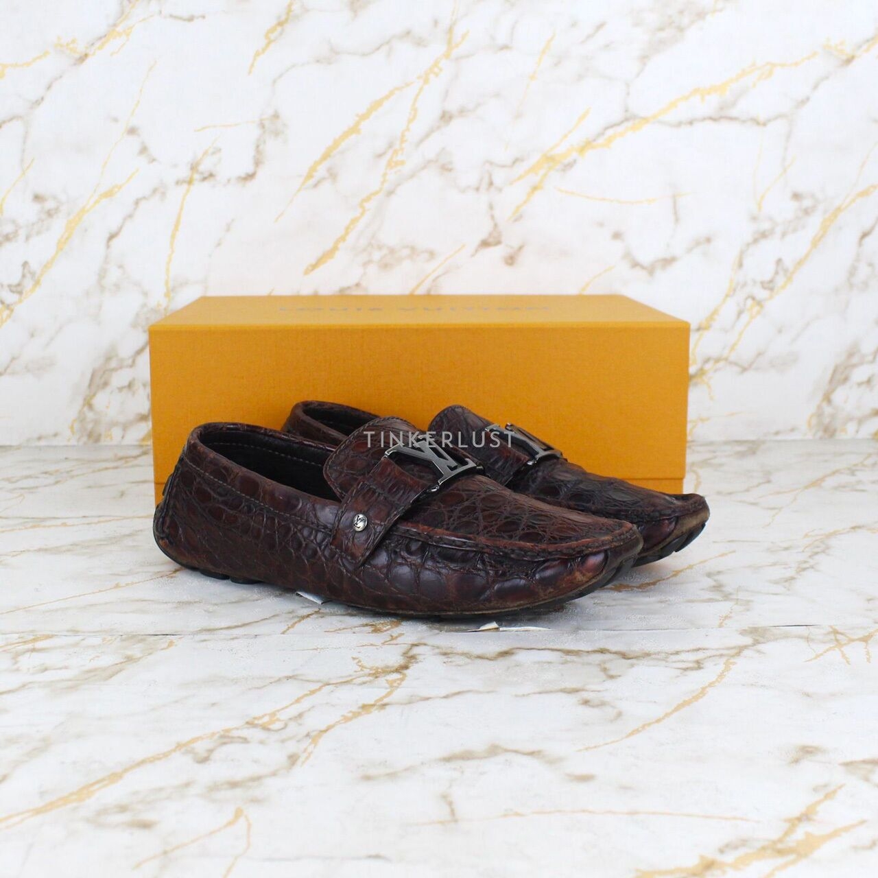 Louis Vuitton Monte Carlo Croco Brown Loafers