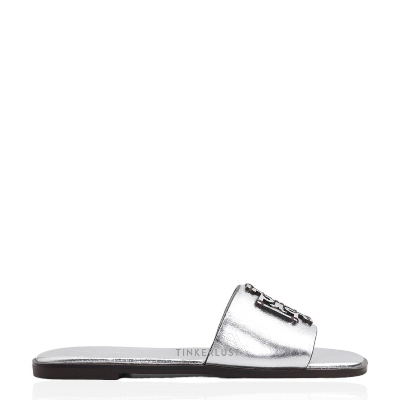 Tory Burch Ines Slide Silver Metallic Sandals