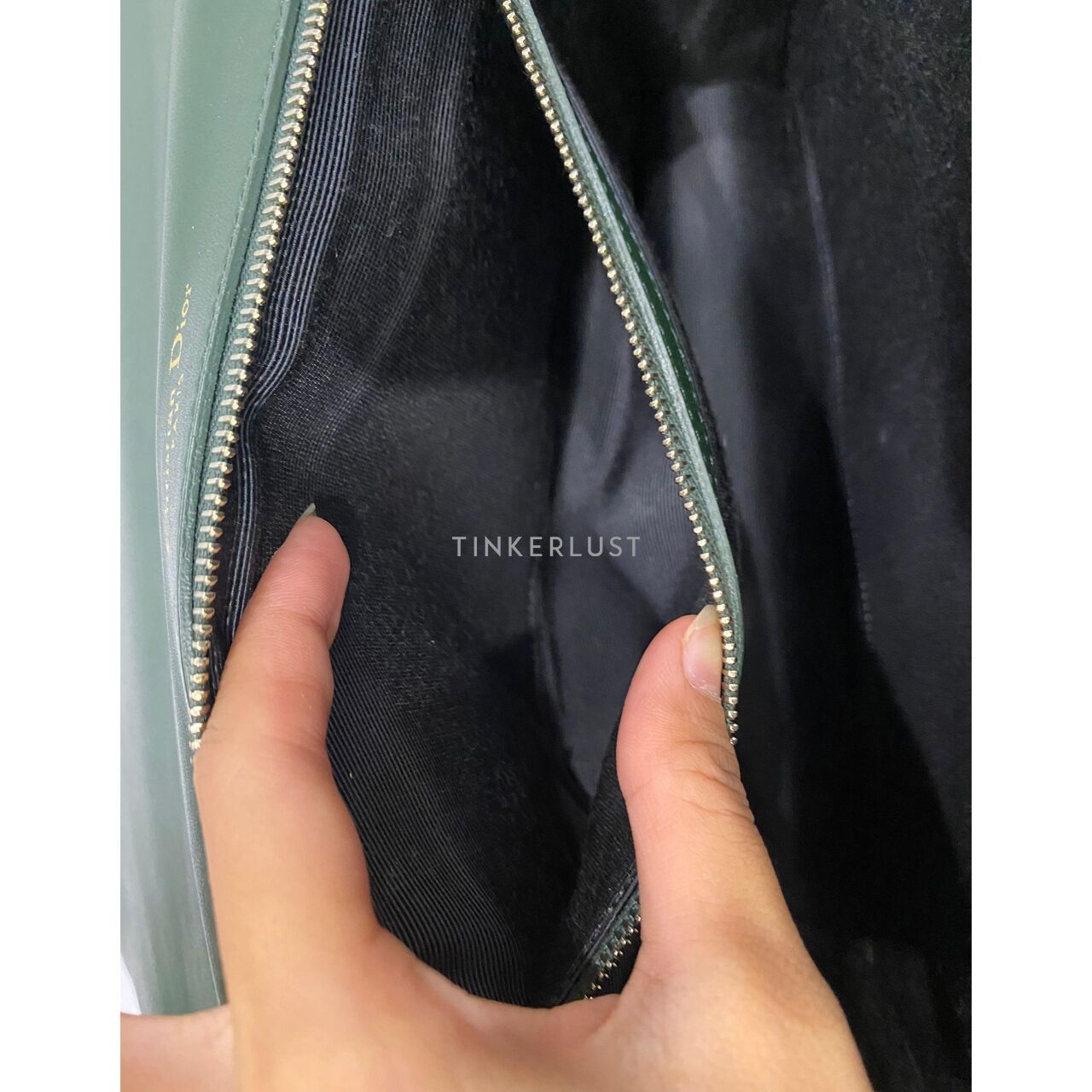 Christian Dior Diorama Large Green Leather GHW Shoulder Bag