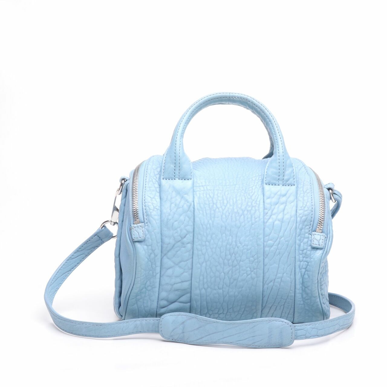 Alexander Wang Blue Pebbled Leather Rocco Duffle Bag Satchel