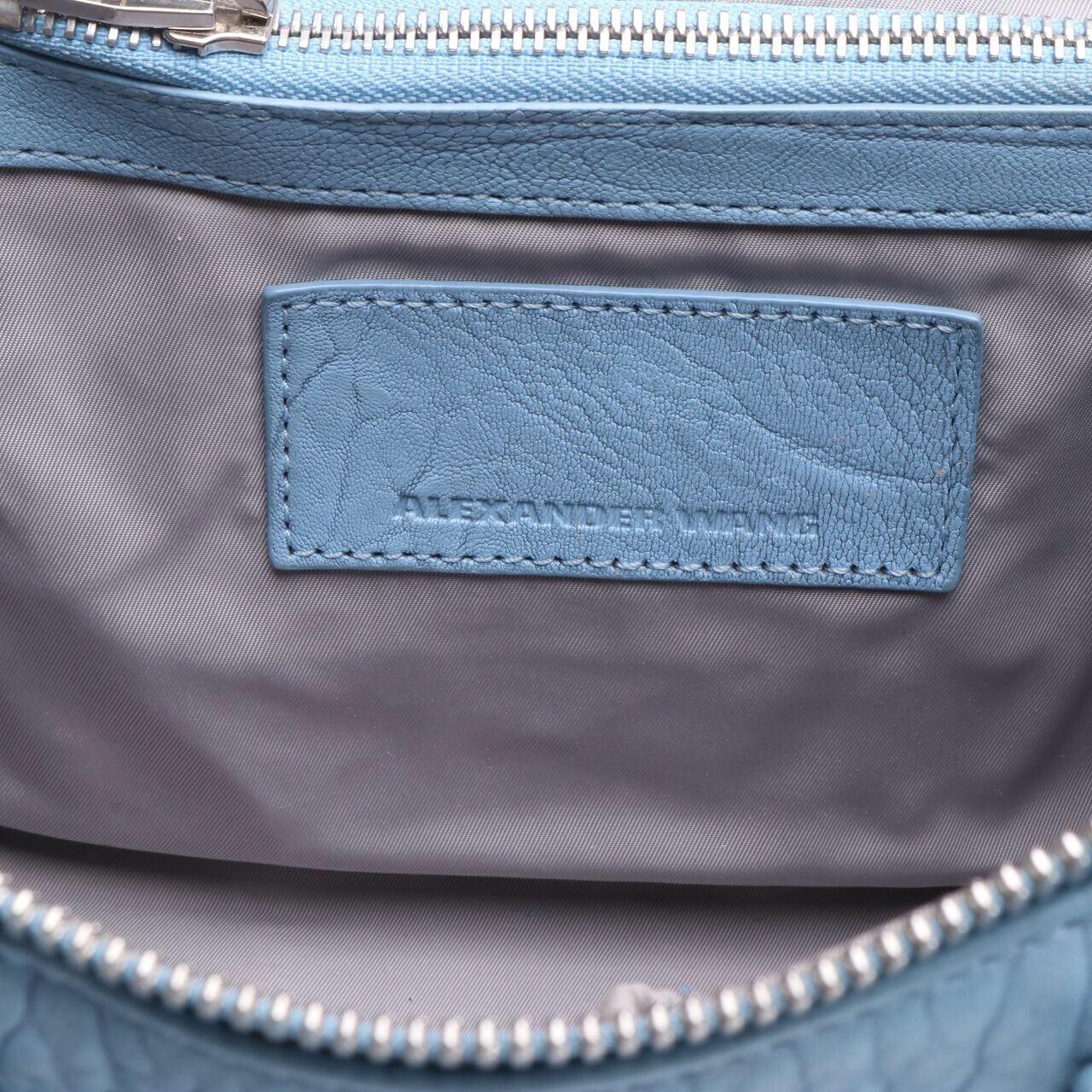 Alexander Wang Blue Pebbled Leather Rocco Duffle Bag Satchel