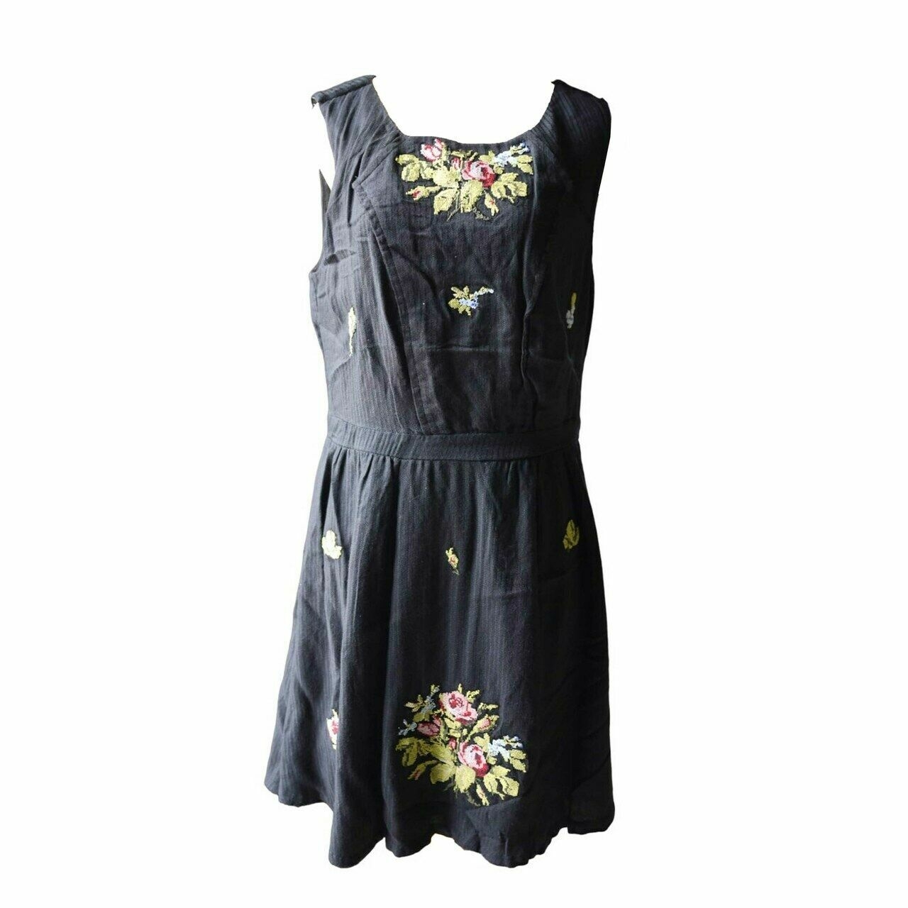 Derhy Black & Green Floral Midi Dress