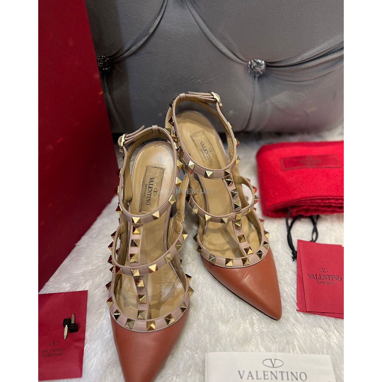 Valentino Rockstud Spike Red Leather Heels