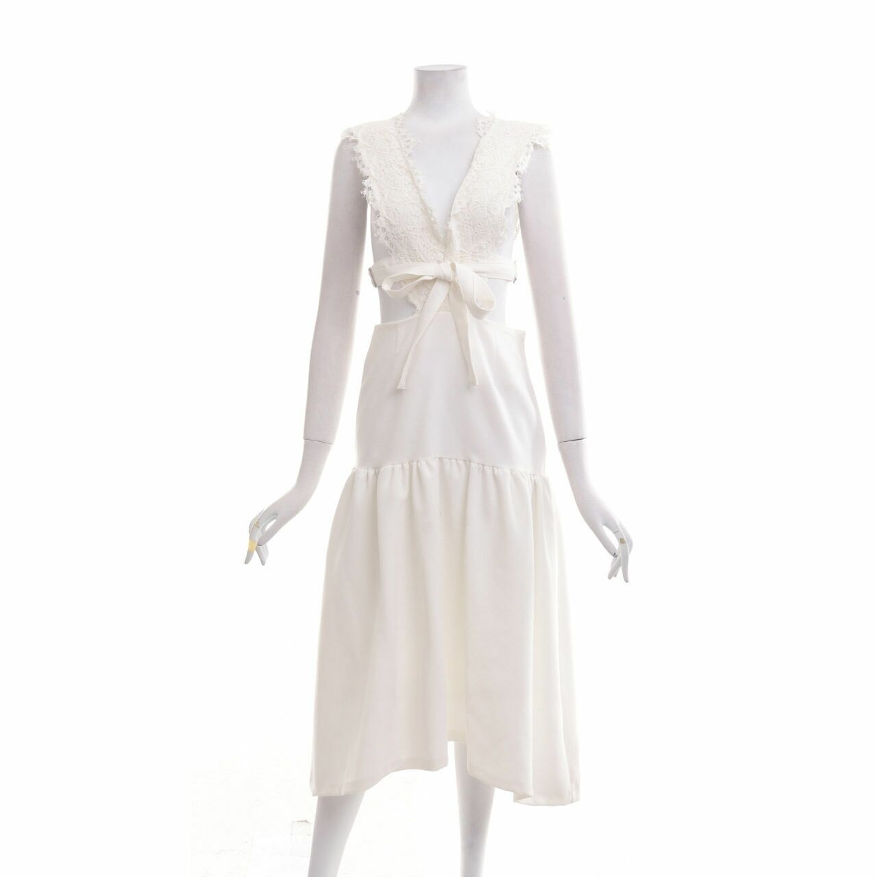 Gentlewomen Off White Lace Open Side Midi Dress
