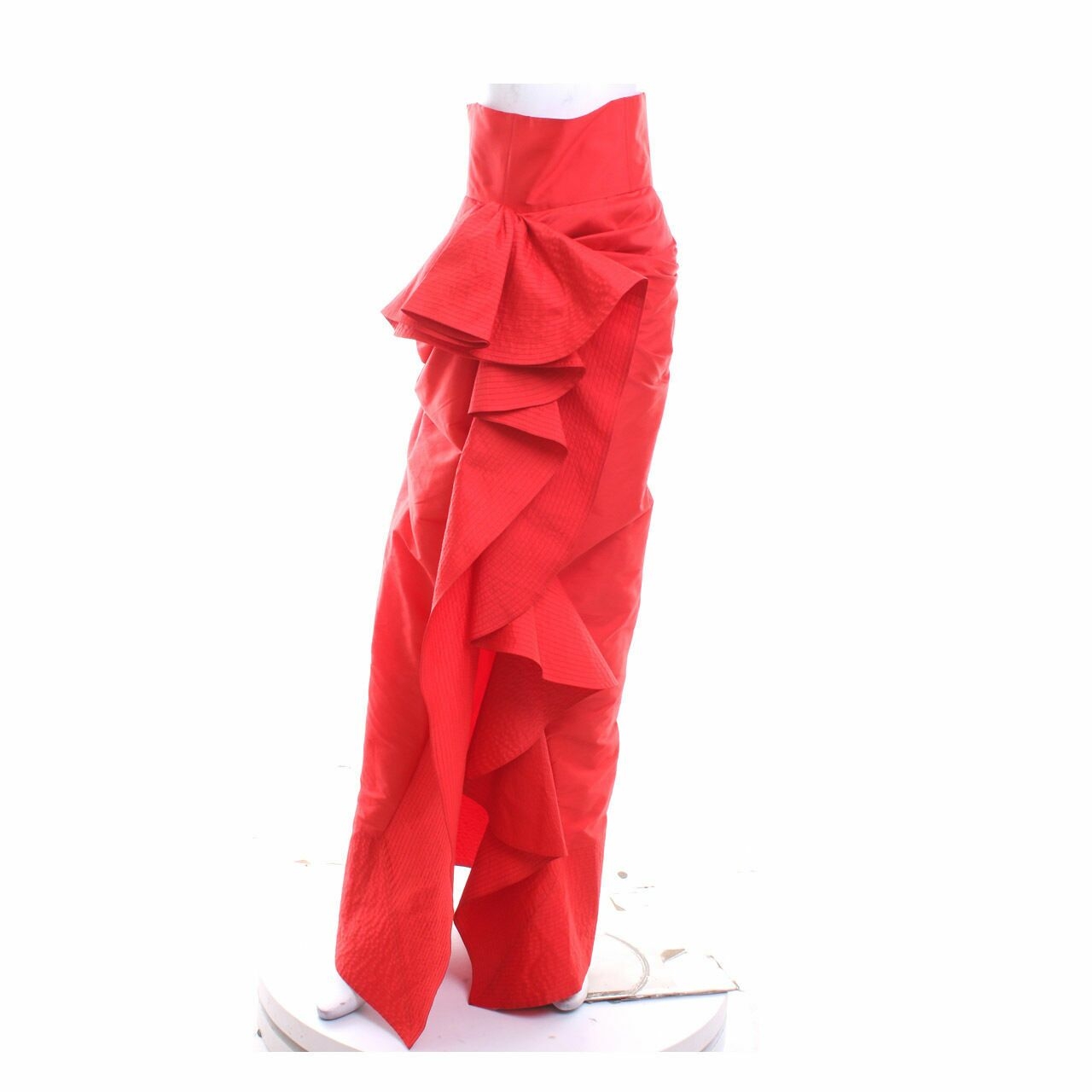 Sapto Djojokartiko Red Ruffle Maxi Skirt