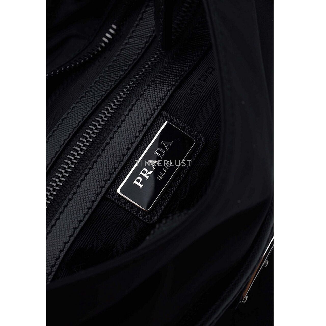 Prada Triangle Logo Slim Messenger Black Re-Nylon Shoulder Bag