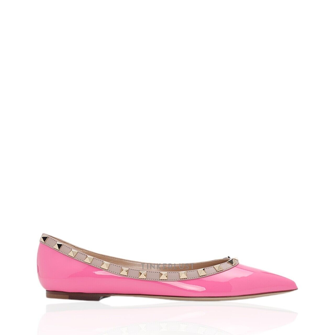 Valentino Garavani Rockstud Ballerina Feminine Pink Patent Leather Flats