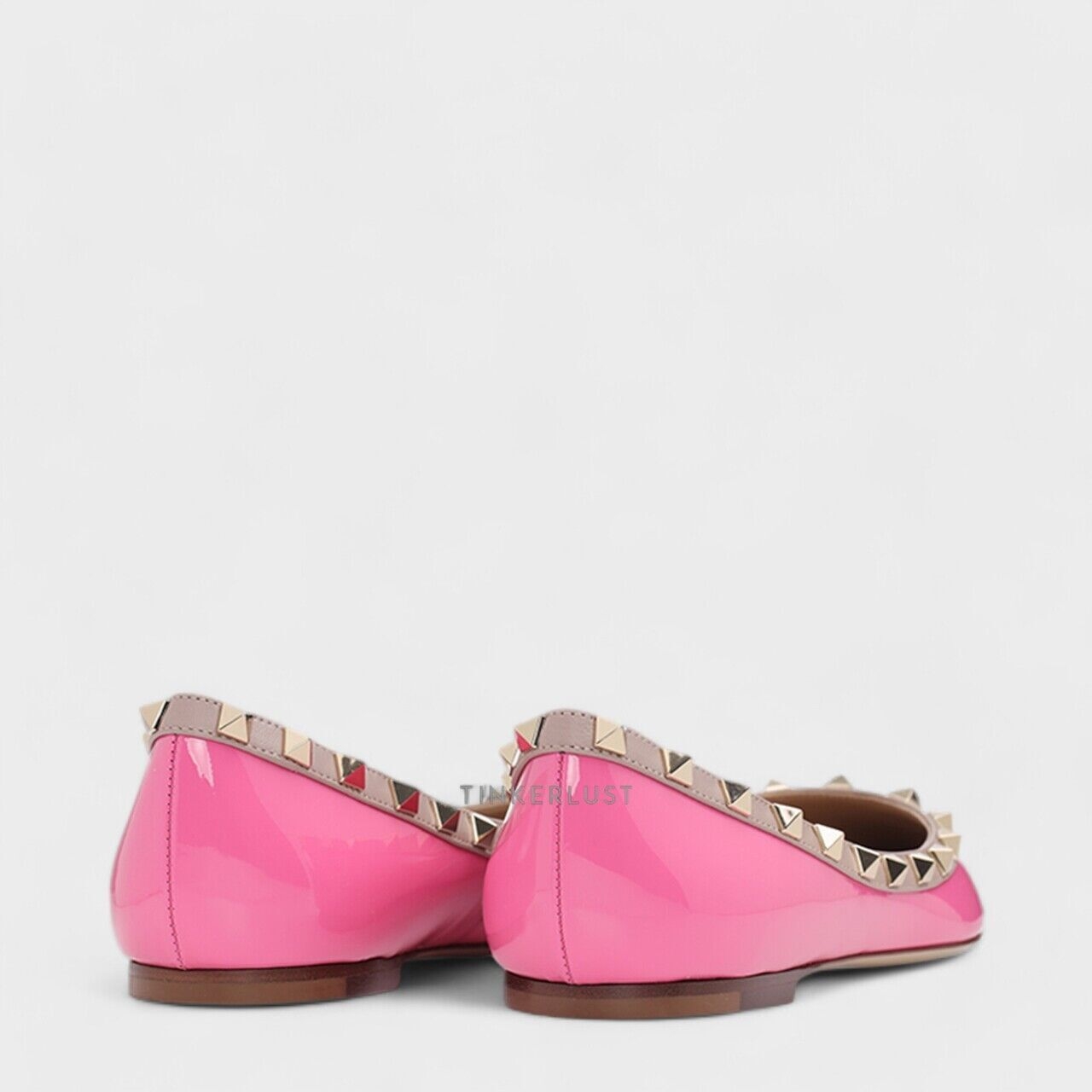 Valentino Garavani Rockstud Ballerina Feminine Pink Patent Leather Flats