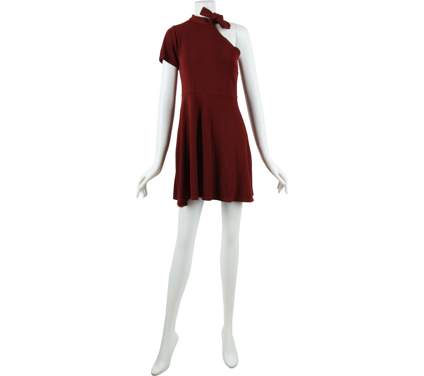 The Pixie Rack Maroon One Shoulder Mini Dress