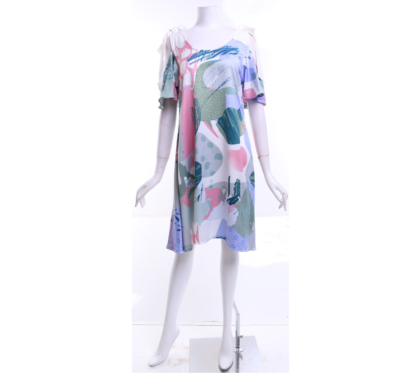 Marie Frisco Multicolor Cold Shoulder Strap Mini Dress