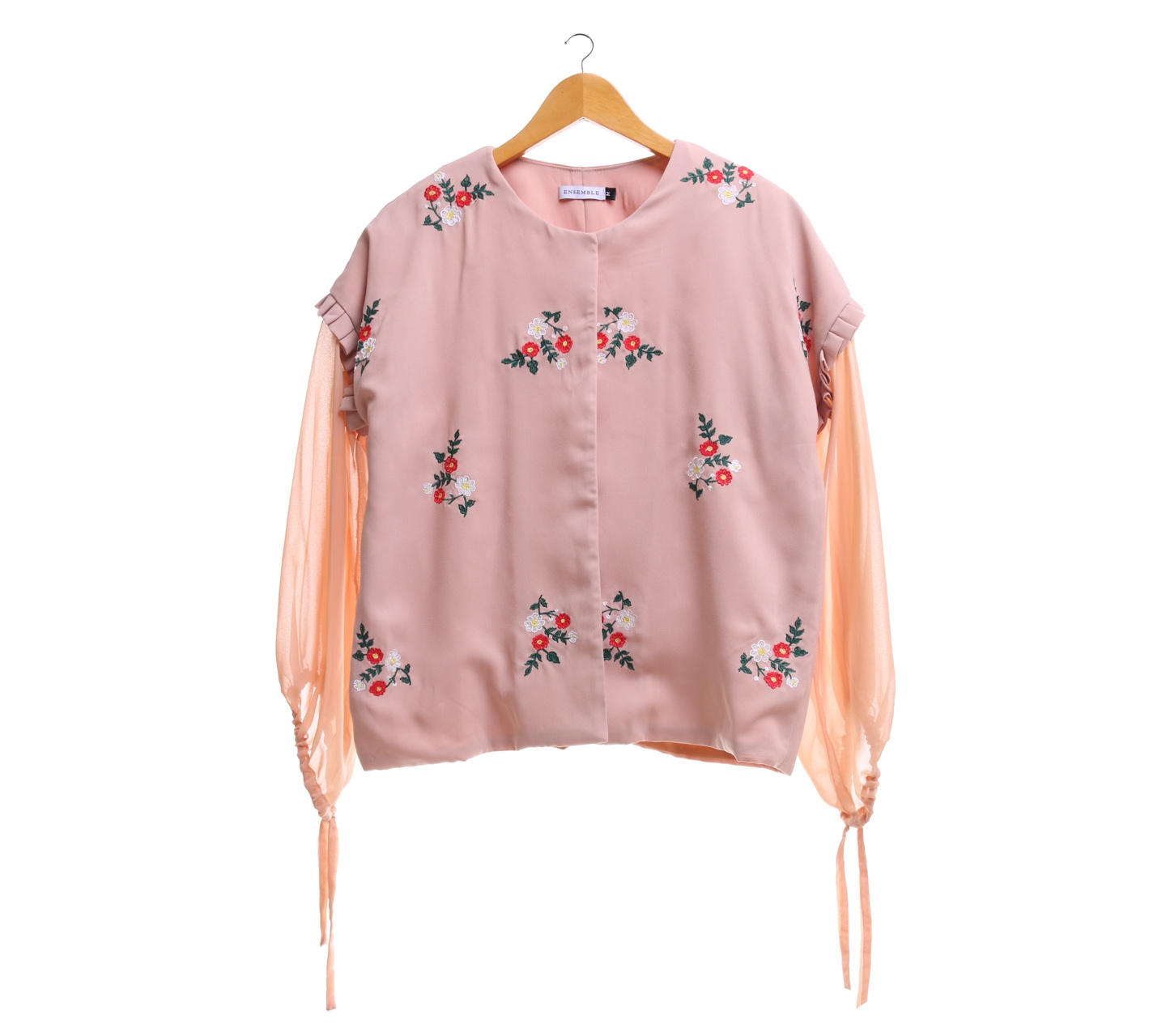 Ensemble Nude Embroidery Floral Outerwear