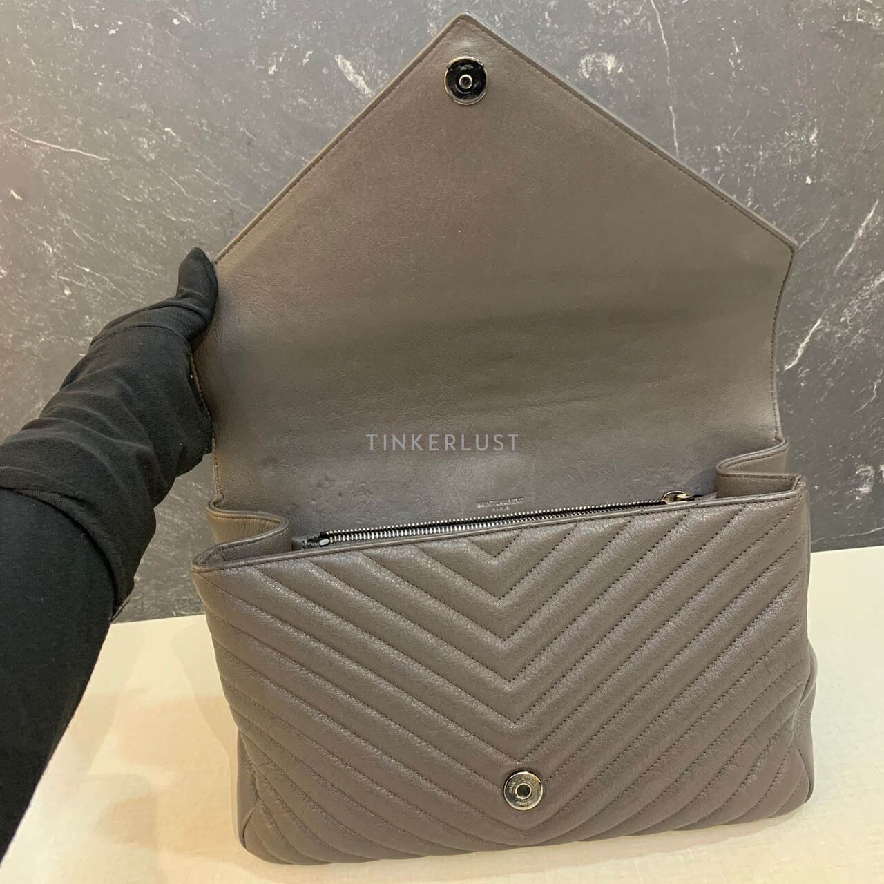 Saint Laurent College Large Grey RHW 2018 Shoulder Bag