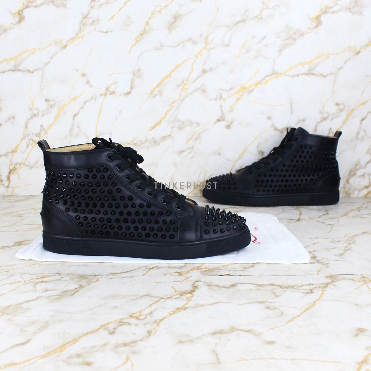 Christian Louboutin Louis High Calf Black Sneakers