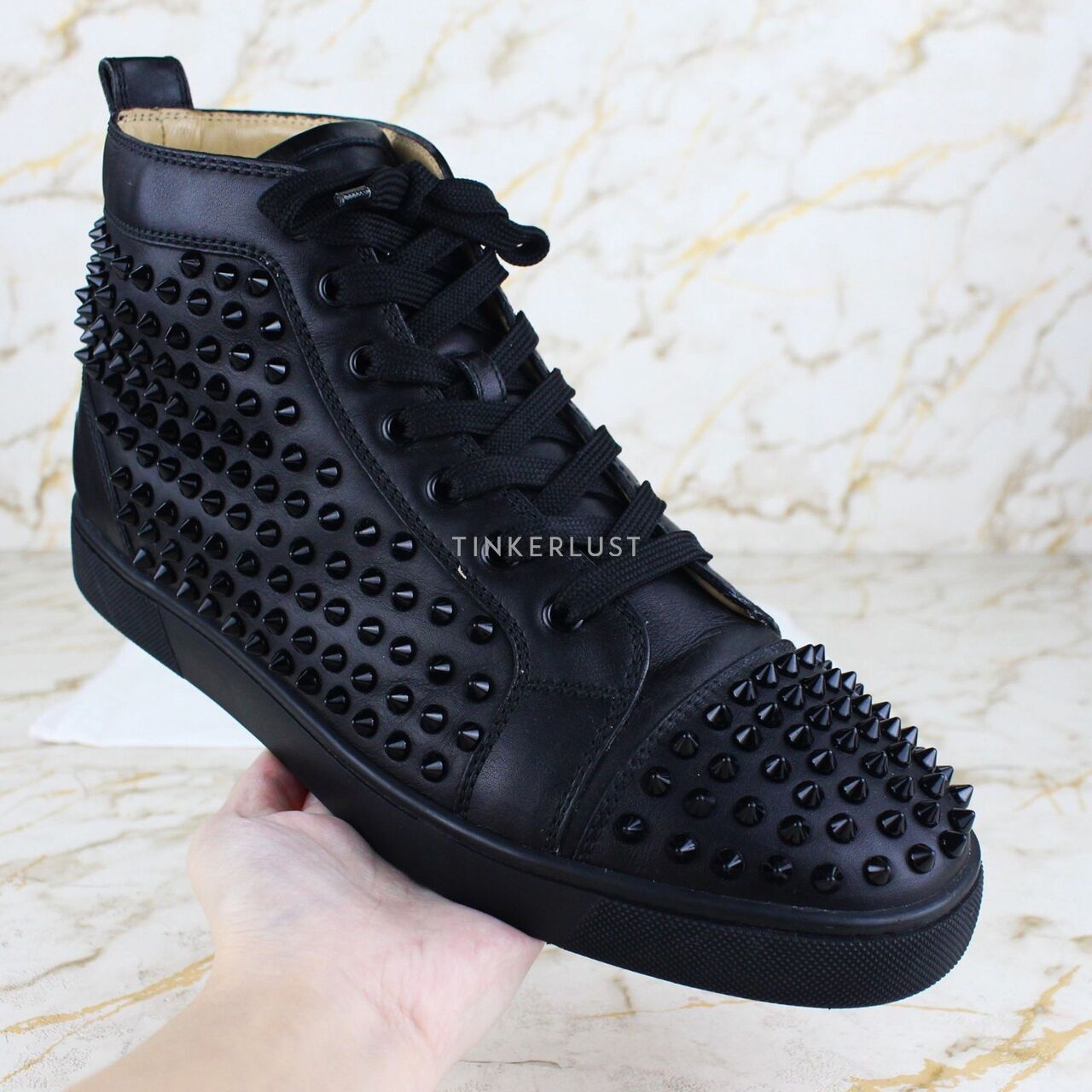 Christian Louboutin Louis High Calf Black Sneakers