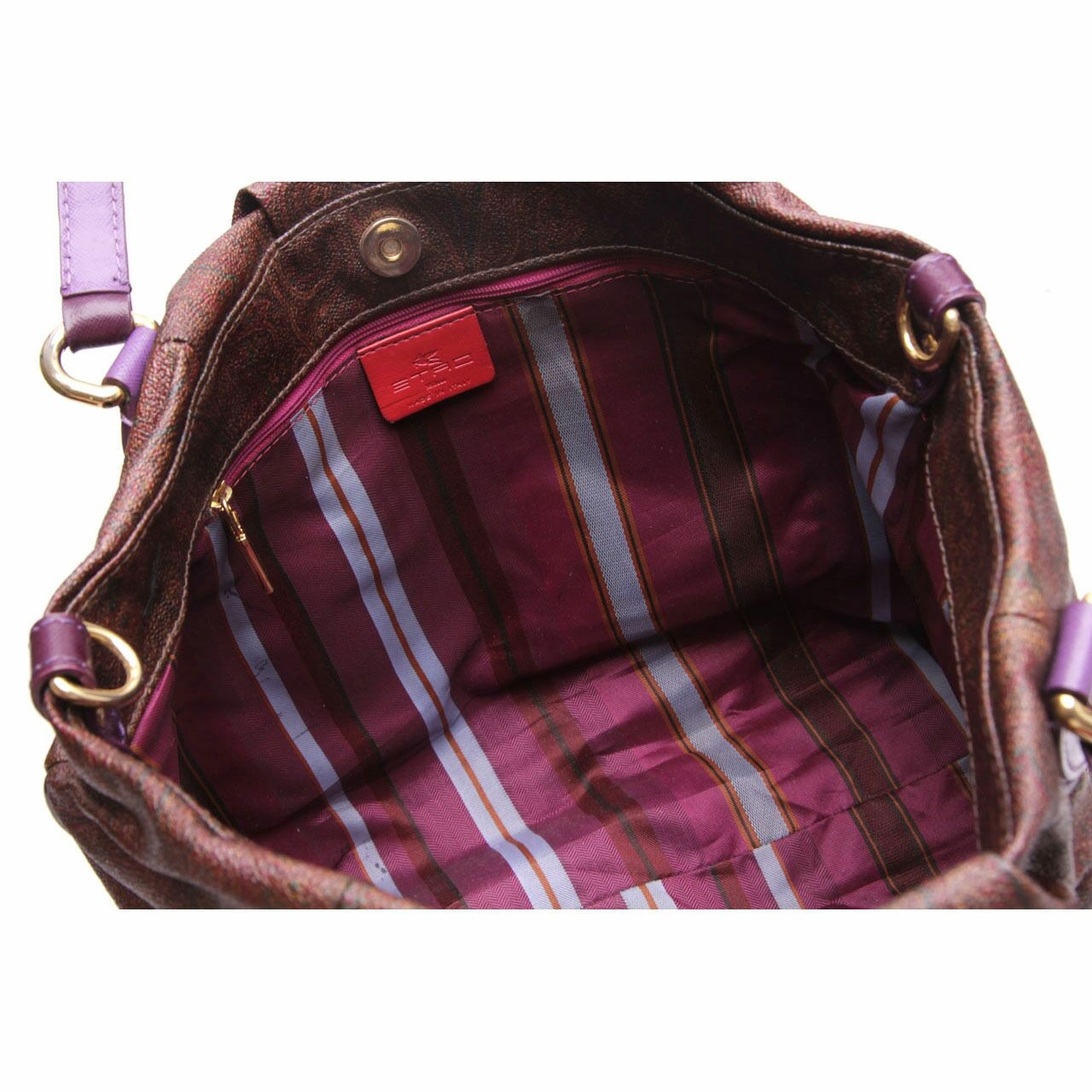 Etro Milano Brown Purple Shoulder Bag