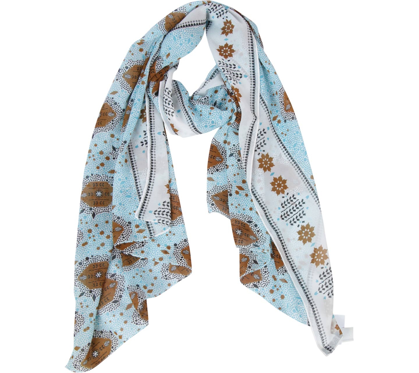 Rumah Ayu Blue And Brown Patterned Scarf