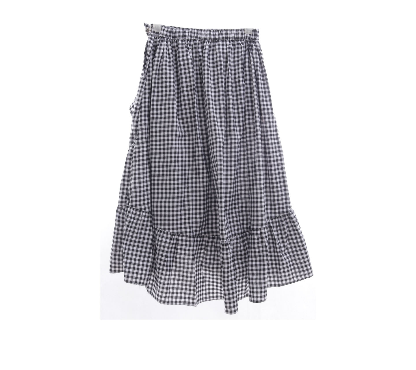 Dot Dtails Black & White Plaid Wrap Midi Skirt