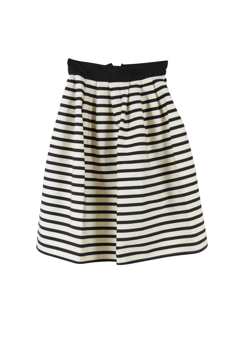 Suit Blanco Cream And Black Striped Skirt