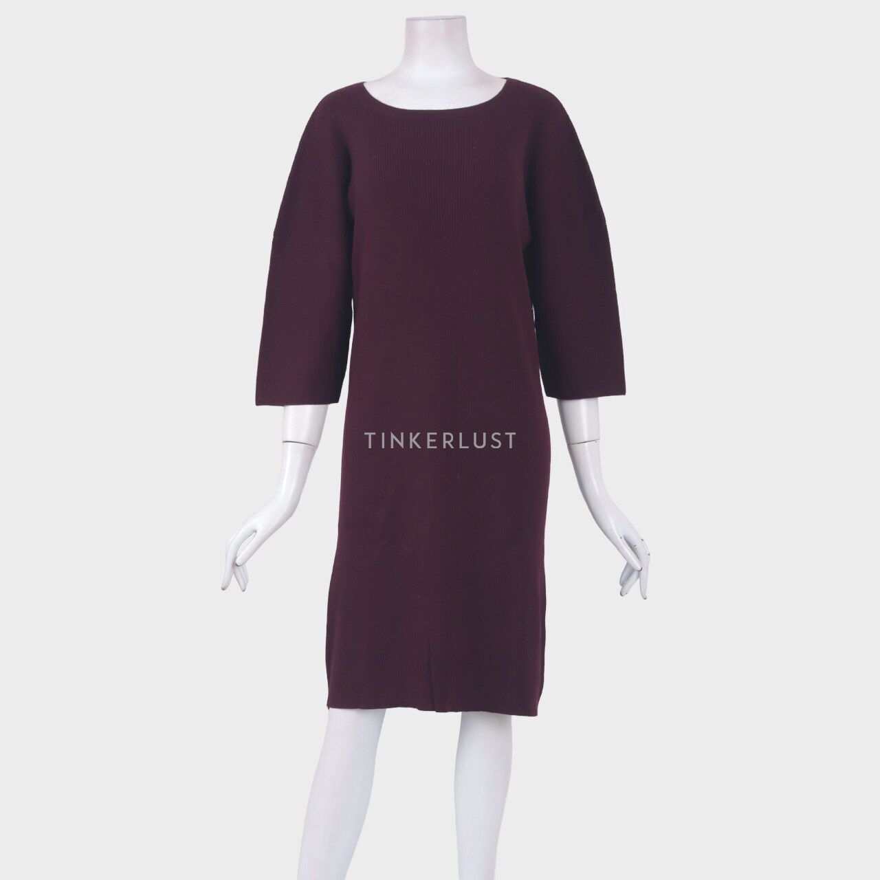 Massimo Dutti Wine Knit Mini Dress