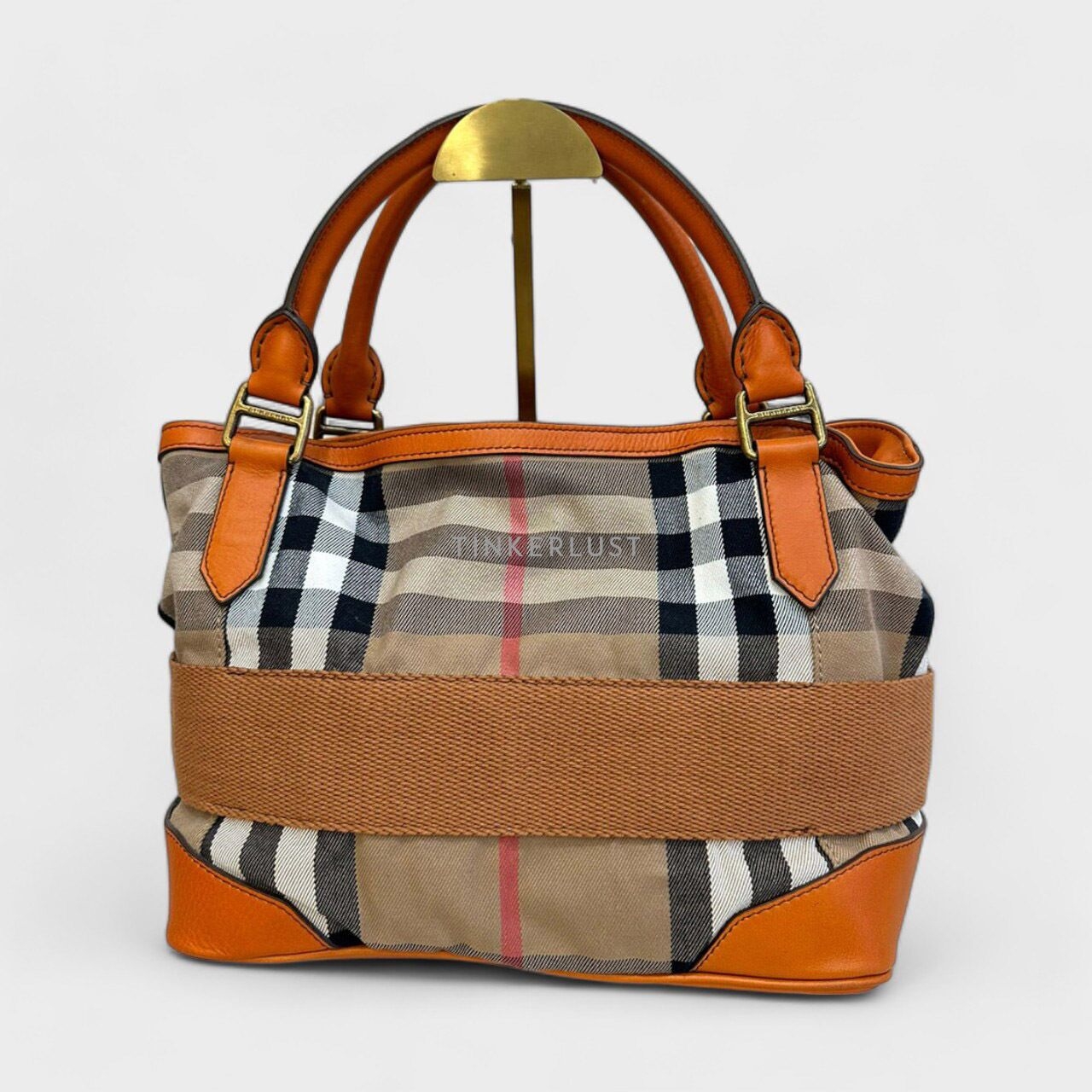 Burberry House Check Bag with Strap Orange Satchel