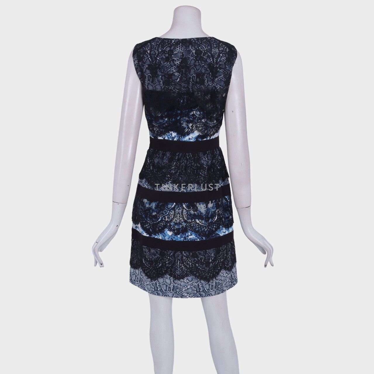 BCBG Max Azria Makenna Blue & Black Sleeveless Midi Dress