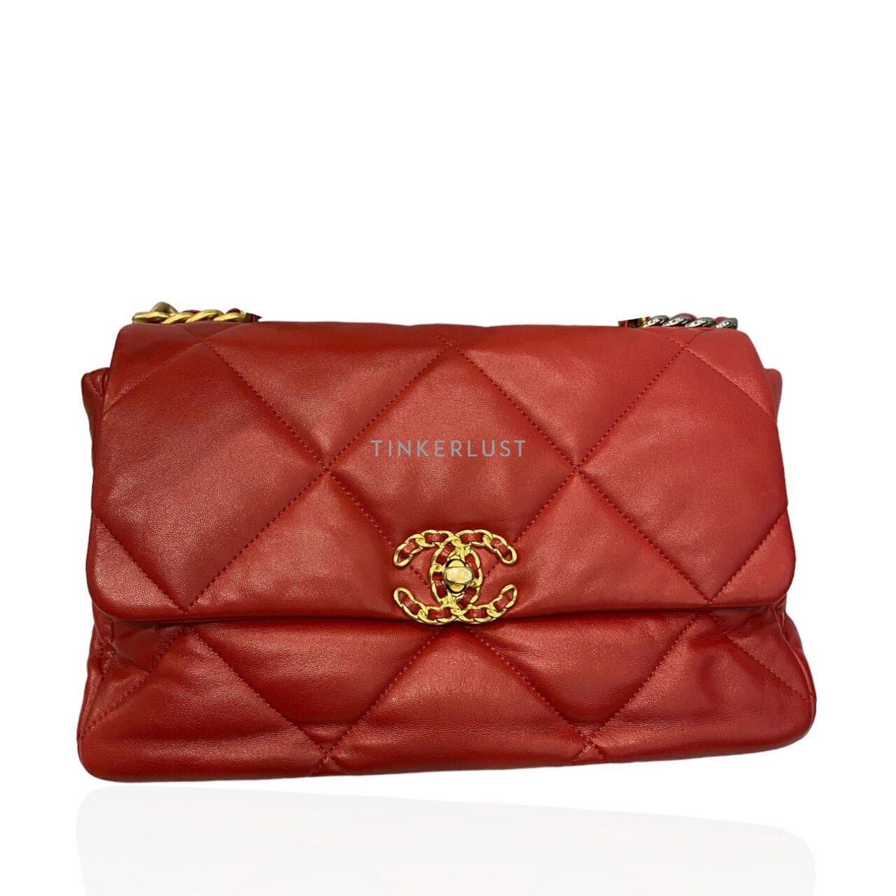 Chanel C19 Large Red Lambskin GHW #30 Shoulder Bag