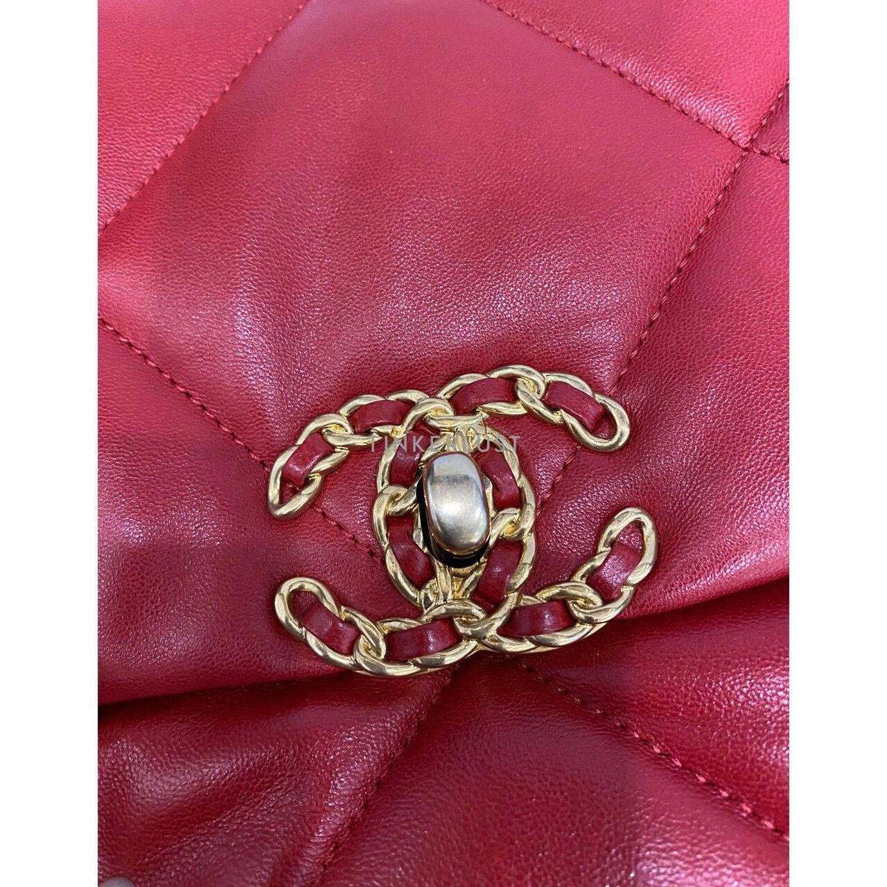 Chanel C19 Large Red Lambskin GHW #30 Shoulder Bag
