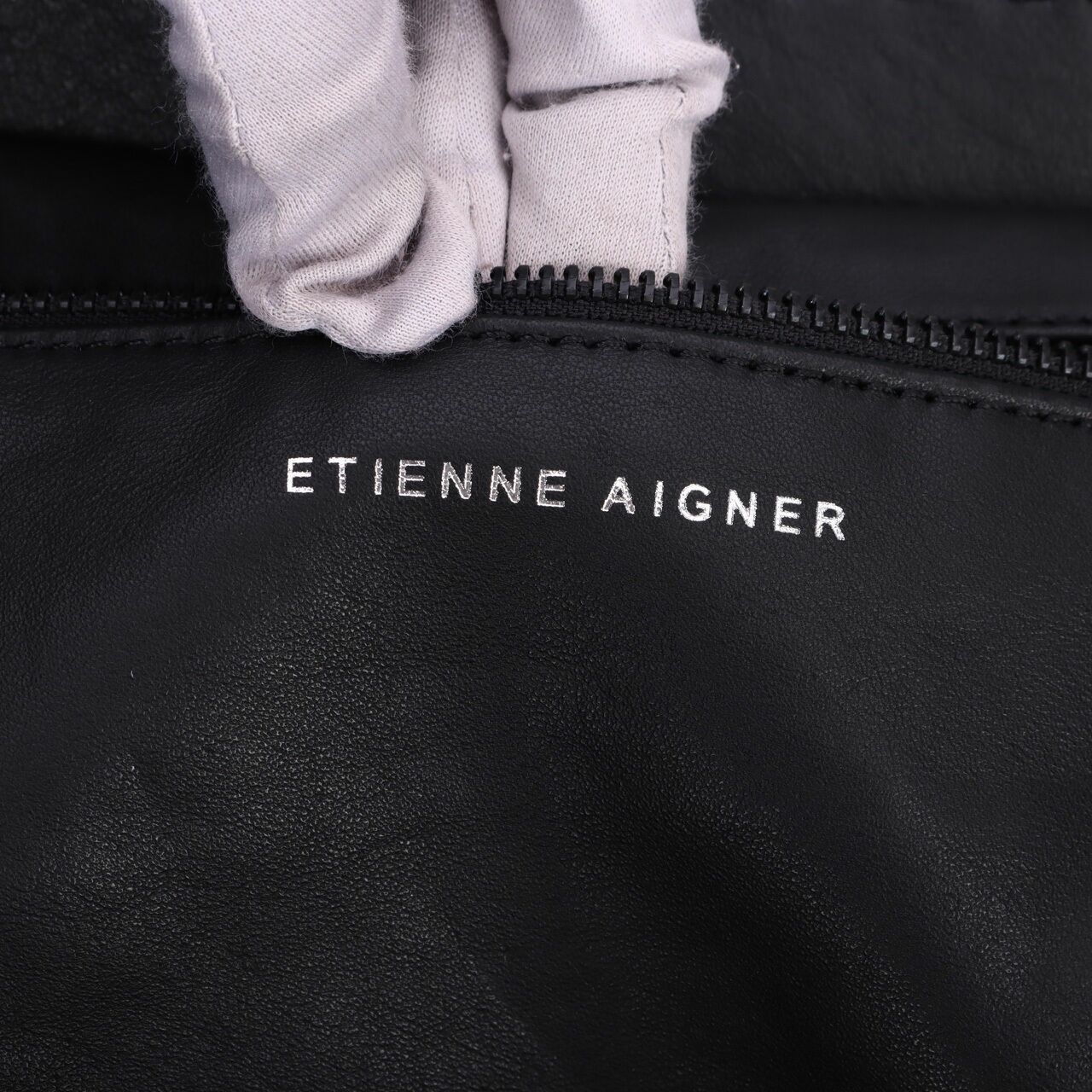Etienne Aigner Irena Woven Leather Tote Black