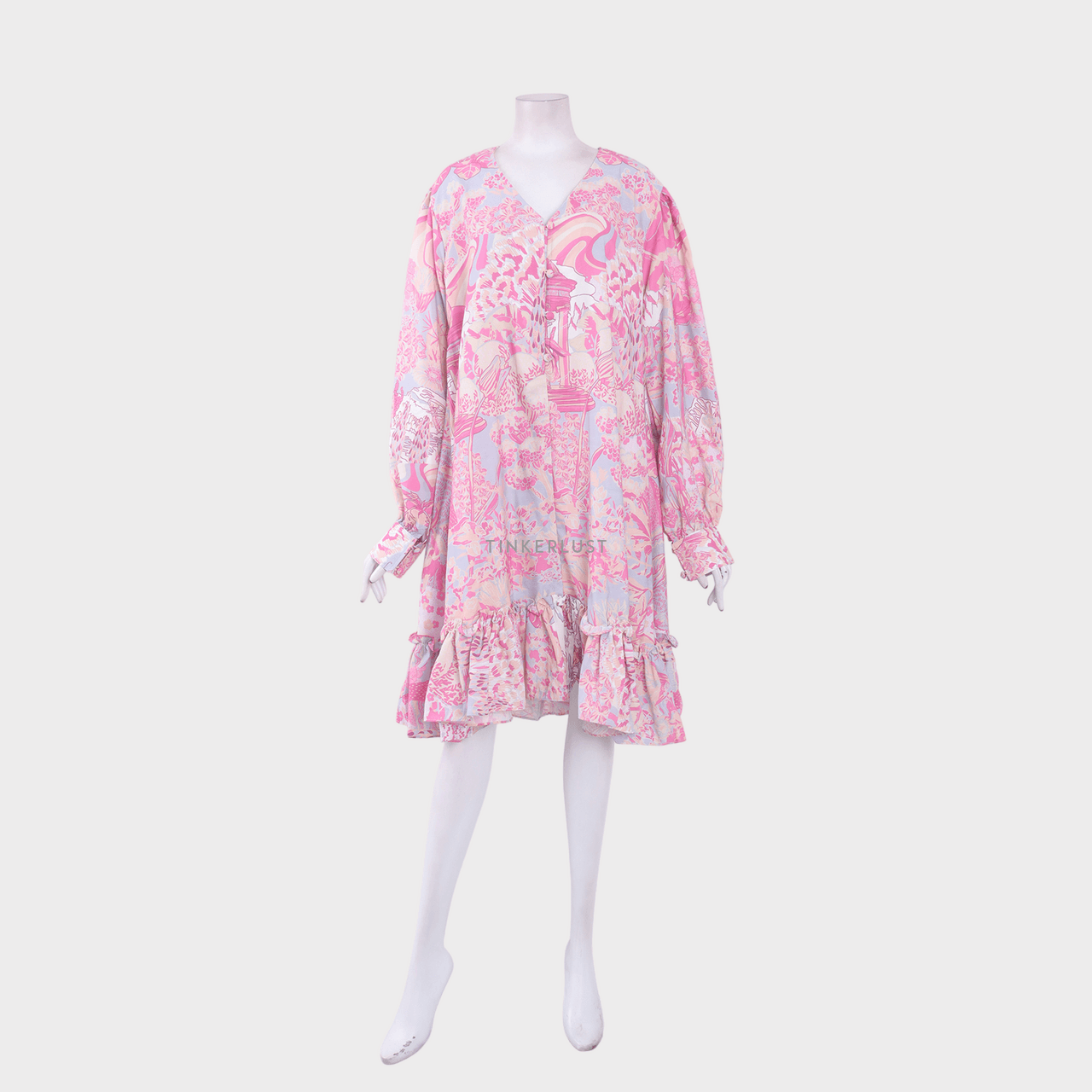 Vone Pink Floral Midi Dress